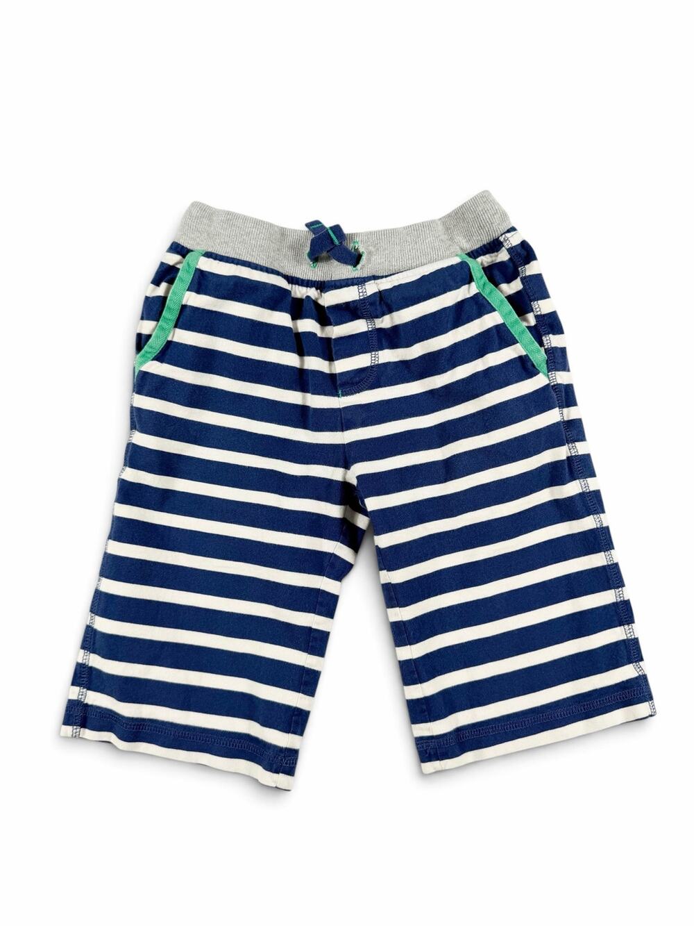 Mini Boden Jersey Baggies Striped Shorts Navy White Green Boys Size 8